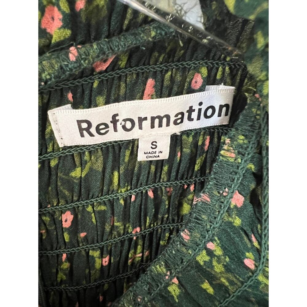 Reformation Brandi Mock Neck Mini Dress S in Coriander Green Floral - Picture 10 of 13
